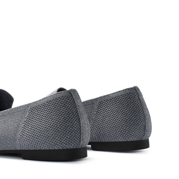 Cushioned Square Toe Knit Loafers - GREY - 6